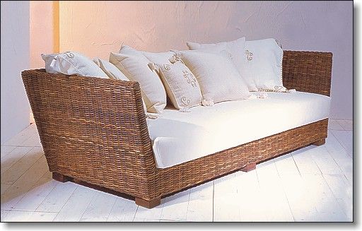 Rattansofa, Korbsofa, Schlafsofa Enrico