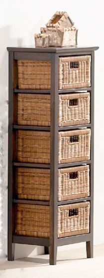 Rattanregal mit 5 Schben