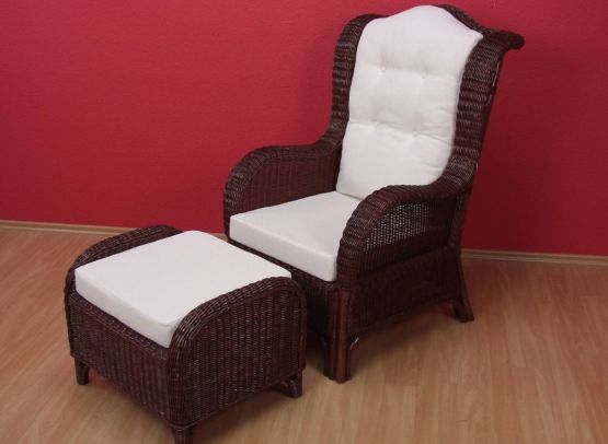 Rattan Ohrensessel Nostalgie kolonial