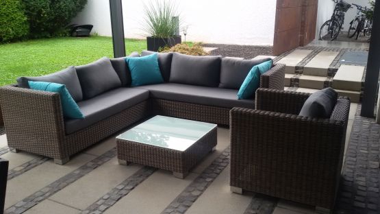 Lounge-Ecke Breton mit Sessel u. Hocker