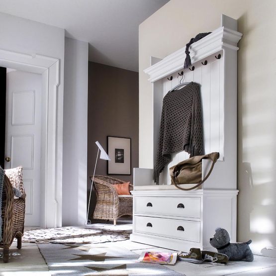 CA581 - Garderobe & Bank Einheit m/ Sitzpolster + Schubladen