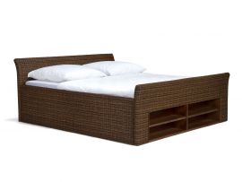 Rattanbett Erato mit Schubladen