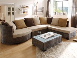 Rattansofa Barclay L-Sofa braun - croco