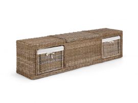 Rattanbett Barcelona kubu grey Standardhhe